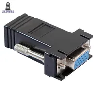 300pcs/lot VGA Extender Adapter Female to Lan Cat5 Cat5e/6 RJ45 Ethernet Adapter Connects VGA female to RJ45 female Black