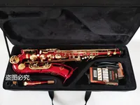 Professionell New Suzuki Tenor B Flat Music Instrument Golden Key Red Saxophone Högkvalitativa Brass Pearl Knappar med munpie