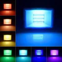Utomhus översvämningar 100W 50W 30W 4st RGB LED översvämningsljus färgförändring fjärrkontroll Spotlight oss
