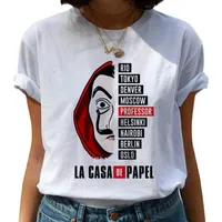 돈 Heist 하라주쿠 티셔츠 여성 La Casa de Papel Hip Hop T-Shesters 종이 셔츠 패션 탑 티셔츠 여성