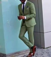 Amy Green Män Passar för Bröllopstrand Terno Slim Fit Groom Custom Made 2 Pieces Tuxedo Business Suit Vestidos (Jacket + Pant)