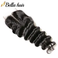 4x4 Loose Deep Wave Top HD Lace Closure Free Middle Three Part 8-26inch Unprocessed Brazilian With Baby Hair 8A BellaHair
