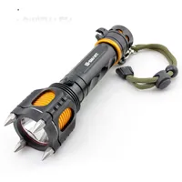 Military T6 LED rechargeable flashlight for protection against wolves hunting security patrol outdoors tactical outdoor defensive camping