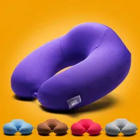 紫色のメモリの泡の大きいu形の移動ピローの首のサポートヘッドの休憩クッションIS0381