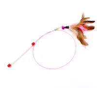 120 stks Nieuwe Design Cat Toy Hot Gift Grappige Kat Kitten Pet Teaser Feather Wire Chaser Pet Toy Wand Beads Play SN4262