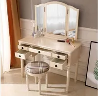 Hot sales!!! Wholesales free shipping Dresser Three-Fold Square Mirror Drawers Roman Column Table/Stool