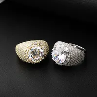 Reales Gold überzog vollen Zirkon Diamantring Iced Out Premium-Diamant-Ewigkeit-Hochzeits-Verpflichtungs-Band-Ring für Männer Frauen