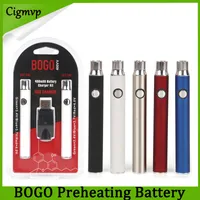 Zestaw do podwójnej akumulatora BOGO 400 mAh Ementarze papierosowe Vape Pen wstępne napięcie Regulowane baterie 4 kolory dla grubego naboju oleju