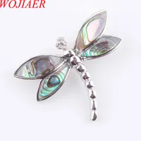 Wojiaer Natural Zealand Dragonfly Halsband Pendants Paua Abalone Shell Pearl Beads Friend Body Smycken Gifts N3486