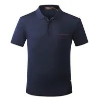 Loro Pi * na Polos seda de la manga corta camisa de los hombres 2020 del nuevo botón de verano fina de negocios británica flexibilidad gran calidad M-5XL bordado