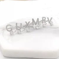 Art und Weise U-Z Buchstaben Silber-Ring für Frauen Strass öffnen Finger Namet Ringe weiblichen Verlobungsring Schmuck Anel Partei-Geschenk