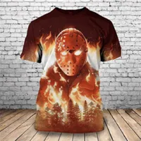 새로운 여름 티 할로윈 공포 마이클 마이어스 3D 인쇄 남성 탑스 독특한 의류 짧은 소매 티셔츠 드롭 배송