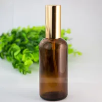 USA Wholesale Amber Glass Perfume Bottles 100ml Empty Atomizer Makeup Spray Bottle 100 ml With Black Silver Gold Cap 280Pcs/Carton Free DHL