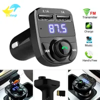 Receptor Áudio Vitog FM Transmitter Aux modulador Car Kit Mãos-livres Bluetooth Car MP3 Player com carregador de carro 3.1A Quick Charge Dual USB