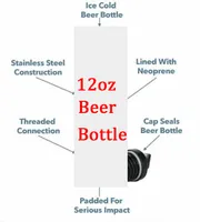 Bottiglia di birra Armatura Koozie acciaio inossidabile Armatura Bottiglia Koozie Isolante con apribottiglie DHL FEDEX libera