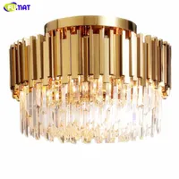 Fumat Luxury Crystal Room Ceiling Lights Modern Gold Round Ceiling Crystal LED Hem Inredning Belysningsarmaturer