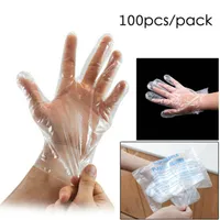 In Stock !! fast Ship !! 100pcs (50pairs) Disposable Transparent Plastic Gloves Food Cleaning Catering Protective Hand Fast delivery