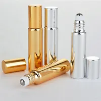 Frasco de 5ml 10ml Roll On vidro reutilizáveis ​​Garrafas Essencial perfume portátil vazio recipientes cosméticos com Metal Roller Ball