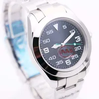 Najlepiej sprzedający Panowie Zegarek Zegarek Czarny Dial Mens 40mm Automatyczne zamiatanie ruchu Airking Stal nierdzewna 116900 Zegarki 003