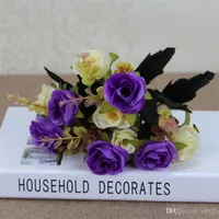 バラ偽の花小さな束造花家の装飾簡単な耐久の多色の結婚式のクリスマスの日熱売上高3 2mxc1