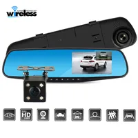 Full HD 1080p Car DVR-kamera Auto 4.3 tums backview Spegel Digital Video Recorder Night Vision Dual Lens Registrerad videokamera