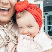 10pc menina menina sólida colorida redonda chapéus bebes recém -nascidos capa de turbante capa com chapéu de boné de algodão de cabeça macia arco de cabeça infantil