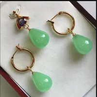 joalharia quente vende new-Hot! beautiful new jewelry 12 * 16mm green jade pendant, earring set