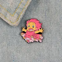 Schattige kleine cartoon mooie meisje grappige emaille broches pins voor vrouwen kinderen demin shirt decor broche pin metalen kawaii badge mode-sieraden