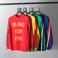 Blind for love impreso suéter de invierno de los hombres a rayas pullover suéter de lana de lujo amarillo azul verde rojo moda suéter italiano para hombres