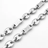 SUNNERLEES Modeschmuck Edelstahl Halskette 10mm Geometrische Kaffeebohnen Gliederkette Silber Für Männer Frauen SC61 N
