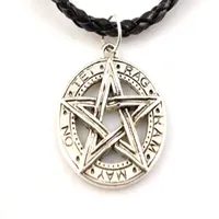Star Pentagrama Colar Pingente Vintage Silver Medal Wiccan Bruxa Collar Chai Cadeia Colares Moda Jóias Mulheres Acessórios
