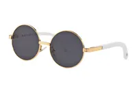 Luxus-Designer-Sonnenbrillen für Frauen Full Rimless Herren Buffalo-Horngläser mit runder Linsengold-Metallbüffel-Sonnenbrillen mit Kastenkasten