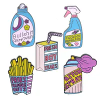 New Arrival Fries Enamel Pins and Brooches Remover Repellent Funny Detergent Spray Pin Badge Enamel Pin 5 Style