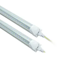 LEDs Tube Light, 8FT 90W, Double Side V Shape Integrated Bulb Lamp, Works without T8 Ballast, Plug and Play,Clear Lens Cover, 6000k