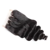 Bella 4x4 za darmo/midde/3 części luźne fala hd hd zamykanie koronki naturalne włosy malezyjskie peruwiańskie brazylijskie pakiety włosów ludzkich