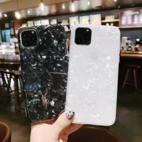 Cas en marbre brillant pour l'iphone 11 11Pro 11Pro Max Bling conque époxy silicone souple TPU Glitter Cover