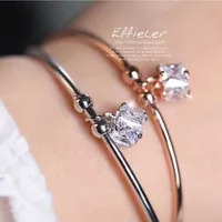 Chinoiserie Simple Design Open Armbanden voor Dames Mode Bangle Armband Temperament Party Bruiloft Crystal Bracelet Best Cadeau voor Lover