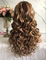 Two Tone Ombre Highlight Spets Front Wigs Loose Wave 10a Malaysian Virgin Remy Human Hair Full Lace Wigs For Black Woman Free Frakt