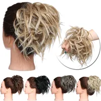 Yeni dağınık Scrunchie Chignon Saç Bun Düz Elastik Bant Updo Pisti Sentetik Saç Kadınlar için Saç Uzatma