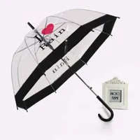 긴 손잡이 우산 여자 야외 기사 인기 콧수염 레이디 선물을위한 투명한 우산 인쇄 많은 스타일