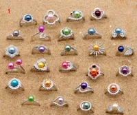 Anello perla placcato argento 18 carati in oro bianco Placcato oro anello regolabile con gioielli di moda perla color freschi per le donne