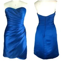 Sexy Short Ruffles Sweetheart Cocktail Party Dresses New 2019 Cheap Real Image Short Royal Blue Satin Girls Sheath Tight Prom Dress