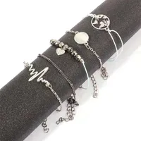 Bracelets de chaîne à maillons à ondes acoustiques pour les femmes carte chaîne cordes fille mode bracelet tête dirigée ensemble bijoux de style de vacances de Bohême