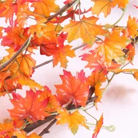 Artificial Flowers canada Maple Leaves red green leaf Garland Wedding Autumn Decorations Home garden and Wedding Decors