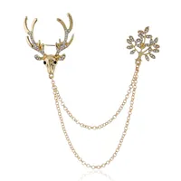 New Euro-American Retro Diamond-Inlaid Christmas Elk Brooch Pin Antler Deer Brooch Accessori Accessori Festival Regali