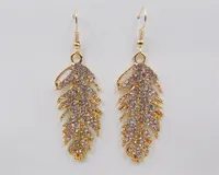 Feather Shape Fashionable Earring Long Section Euramerican style diamond earring party&#039;s best first selection gift