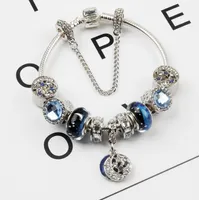 Wholesale- 925 Sterlingsilber-Mond-Stern Murano GlassCrystal europäische Charm Perlen für Charme-Armbänder Art Armband Valentinstag Geschenk