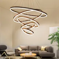 40cm-100cm Ringar Fashional Modern LED-ljuskronor för vardagsrum DIY Hängande belysningscirkelringar för inomhusbelysning