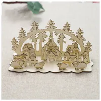 Jul trä diy stereoskopisk dekoration bord prydnad splicing kreativ snögubbe träd leksak mode varm försäljning 4xba uu