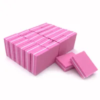 Jearllyu 20pcs / Lot Nail File 100/180 Dubbelsidiga Mini Nail Files Block Rosa Sponge Art Sanding Buffer File Manicure Tools